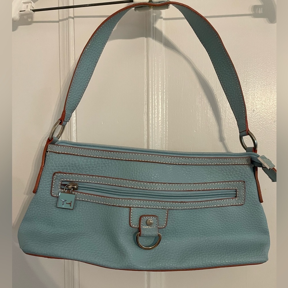 Vintage Blue Baguette Shoulder Bag
